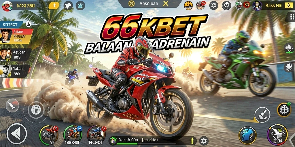 Tampilan gameplay balapan motor yang intens dan seru.