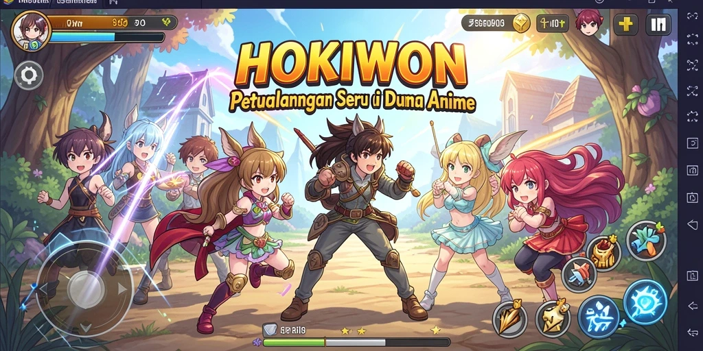 Tampilan menarik gameplay HOKIWON dengan karakter anime favorit.