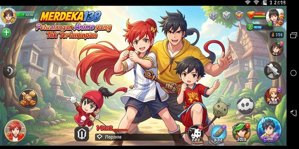 Screenshot gameplay menampilkan aksi seru di dunia anime.