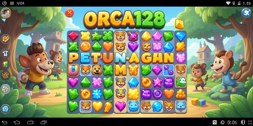 Tangkapan layar gameplay seru di ORCA128 Match-3.