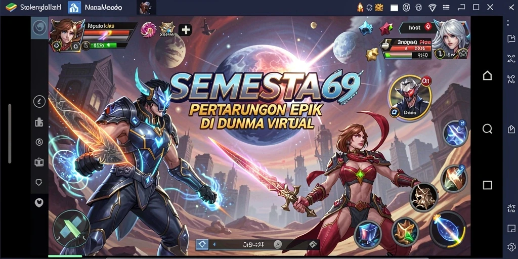 Screenshot SEMESTA69 menampilkan pertarungan epik dengan efek visual yang menakjubkan.