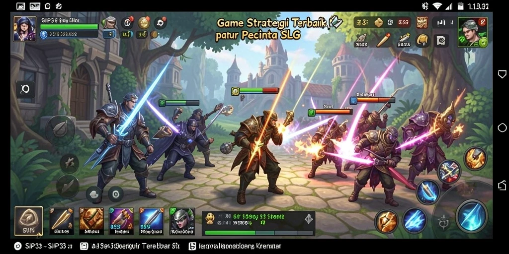 Tampilan screenshot menampilkan aksi seru dalam gameplay SLG.