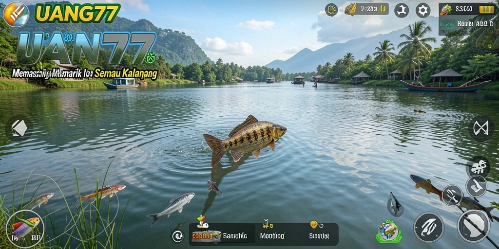 Screenshot gameplay UANG77 menampilkan aksi memancing yang seru dan menantang.